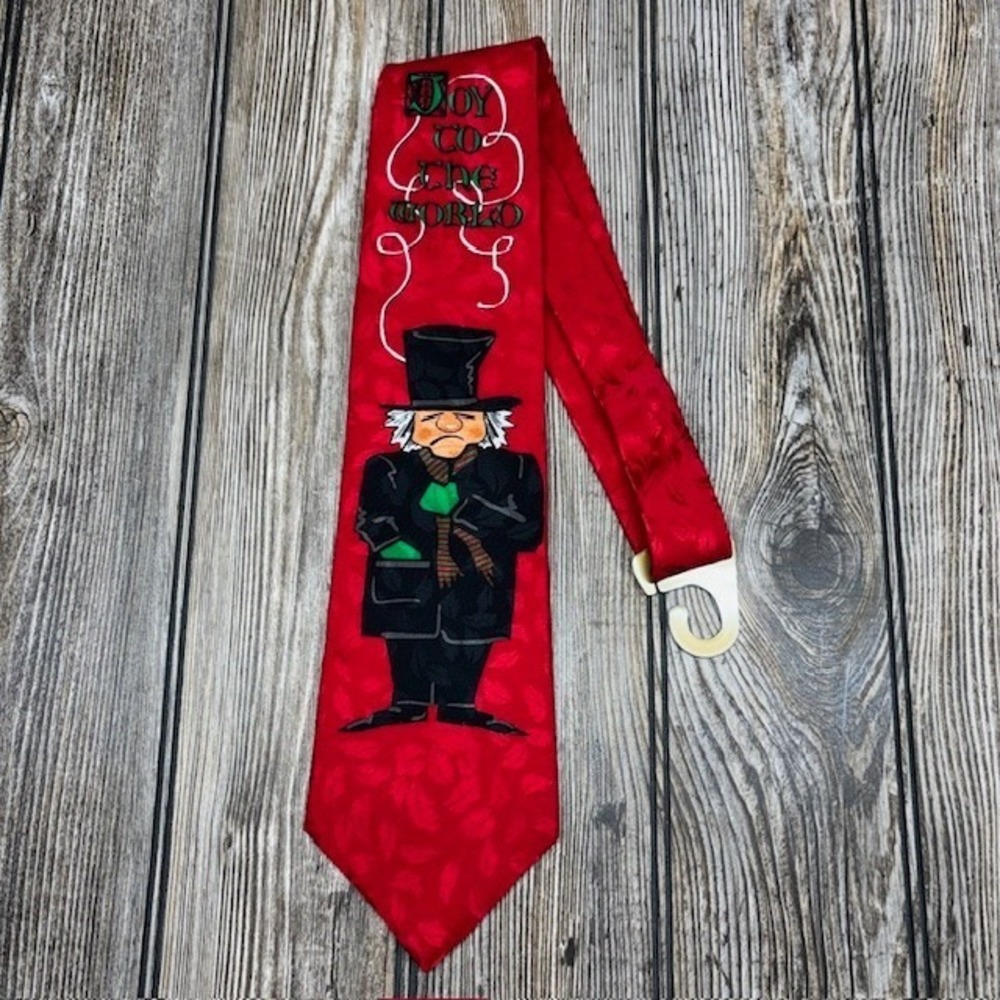 Wembley Scrooge Joy To The World Christmas Men's Neck Tie 100% Silk